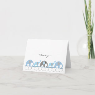 Blauw en grijs Baby shower Elephant Bedankkaart