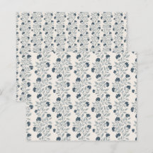 Blauw en grijs bloemmotief scrapbookpapier