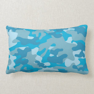 Blauw en grijs Camo-ontwerp Kussen