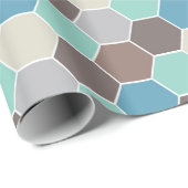 Blauw en grijs geometrisch cadeaupapier (Rol Hoek)