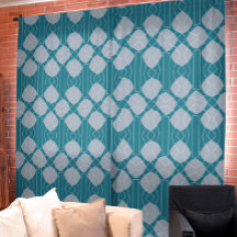 Blauw en grijs geometrisch patroon gordijn