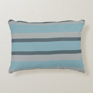 Blauw en grijs gestreept accent kussen
