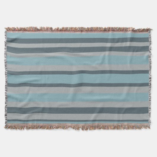 Blauw en grijs gestreept deken (Voorkant)
