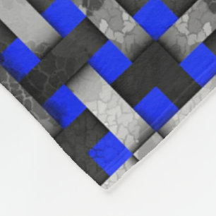 Blauw en grijs geweven mozaïek fleece deken
