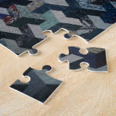 Blauw en grijs kantelpatroon legpuzzel (Zijkant)
