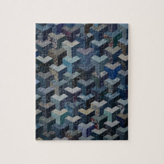 Blauw en grijs kantelpatroon legpuzzel