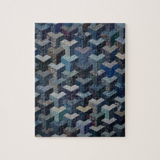 Blauw en grijs kantelpatroon legpuzzel (Verticaal)