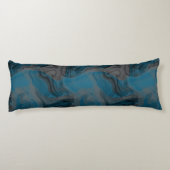 Blauw en Grijs Marmer Abstract Lichaamskussen (Achterkant)