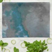 Blauw en grijs marmer textuur theedoek (Gevouwen)