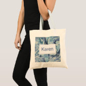 Blauw en grijs marmer Waterverf gepersonaliseerd Tote Bag (Voorkant (product))