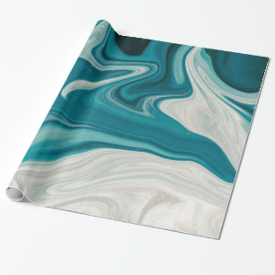 Blauw en grijs marmeren steen cadeaupapier