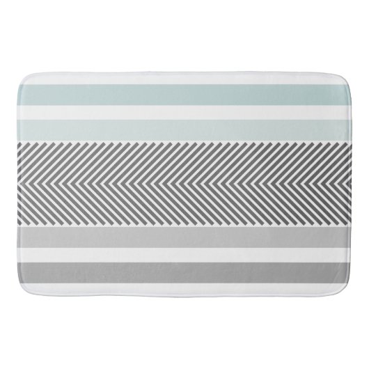 Blauw en grijs modern Abstract pijlpatroon Badmat (Voorkant)