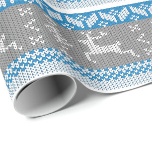 Blauw en grijs Noors Alpiene Deer Pattern Cadeaupapier