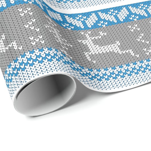 Blauw en grijs Noors Alpiene Deer Pattern Cadeaupapier (Rol Hoek)