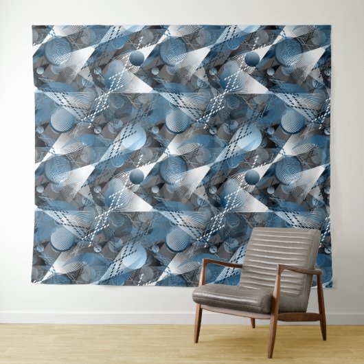 Blauw en grijs. Onttrekking. Wandkleed (In Situ (horizontaal))