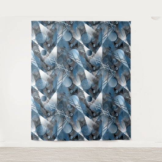 Blauw en grijs. Onttrekking. Wandkleed (Voorkant)
