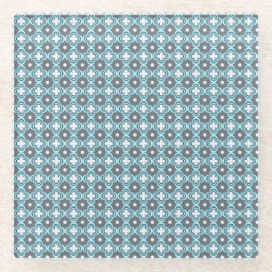 Blauw en grijs patroon glazen onderzetter