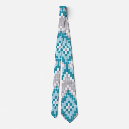 Blauw en grijs rond Aztec Pattern-Stropdas Stropdas (Achterkant)