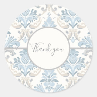 Blauw en grijs scrollontwerp ronde sticker