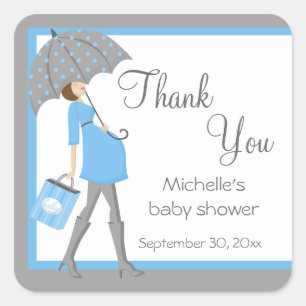 Blauw en grijs Shopper Baby shower Stickers