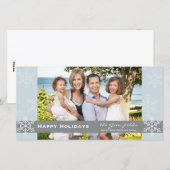 Blauw en grijs sneeuwvlokkerig kerstkaart (Voorkant / Achterkant)