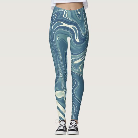 blauw en grijs vormontwerp van het kleurenpatroon leggings (Voorkant)