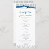 Blauw en Grijs Zigzag Patroon Wedding Programma (Voorkant / Achterkant)