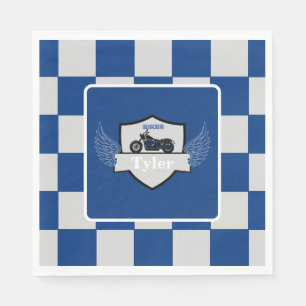 Blauw- en grijscontroles en motorfietsen servet
