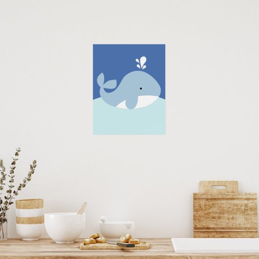 Blauw- en grijze zeehondenmakerafdrukken poster (Keuken)