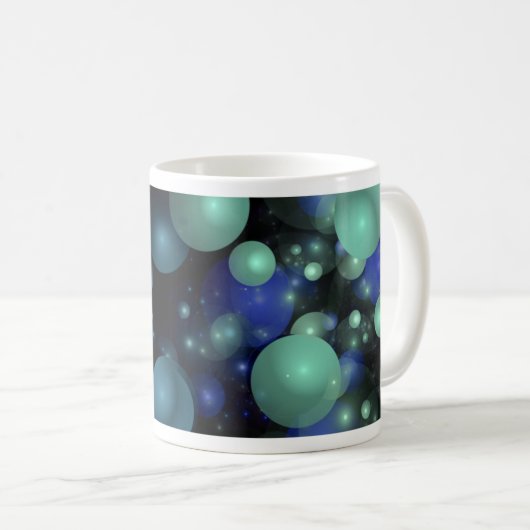 Blauw en groen 3 Dimensional Bubble Abstract Koffiemok (Voorkant rechts)