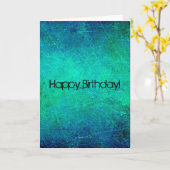 Blauw en groen Abstract, fijne verjaardag! Kaart (Gele Bloem)