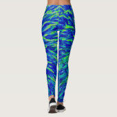 Blauw en Groen Abstract met Persoonlijke Naam Leggings (Achterkant)