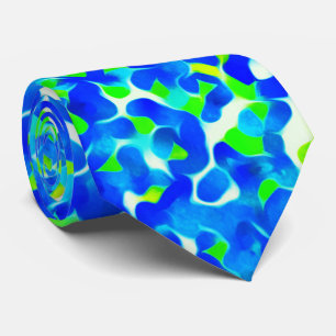 Blauw en groen abstract patroon stropdas