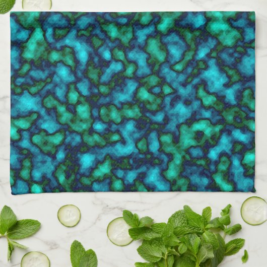 Blauw en groen Abstract patroon Theedoek (Gevouwen)