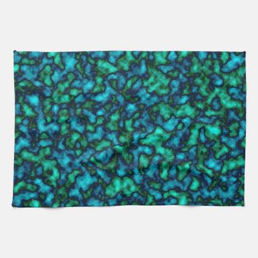 Blauw en groen Abstract patroon Theedoek (Horizontaal)