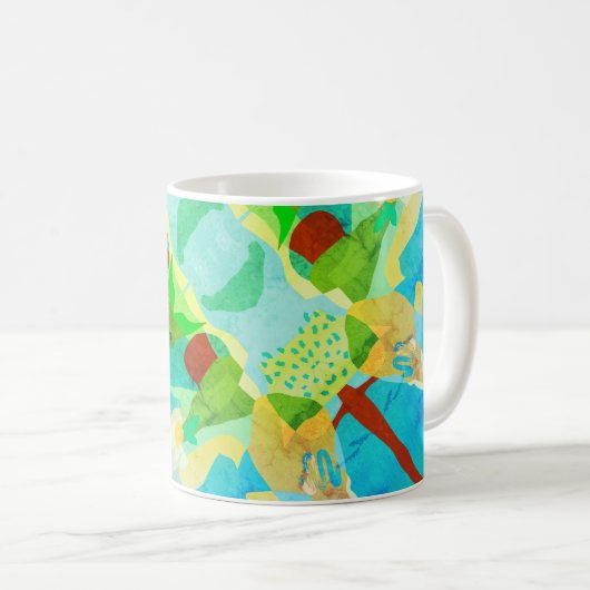 Blauw en Groen Abstracte Mok – Kalme Natuur (Voorkant rechts)