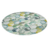 Blauw- en Groen Aquarelle Honycomb-patroon Snijplank (Hoek)