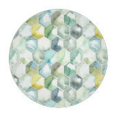 Blauw- en Groen Aquarelle Honycomb-patroon Snijplank (Voorkant)