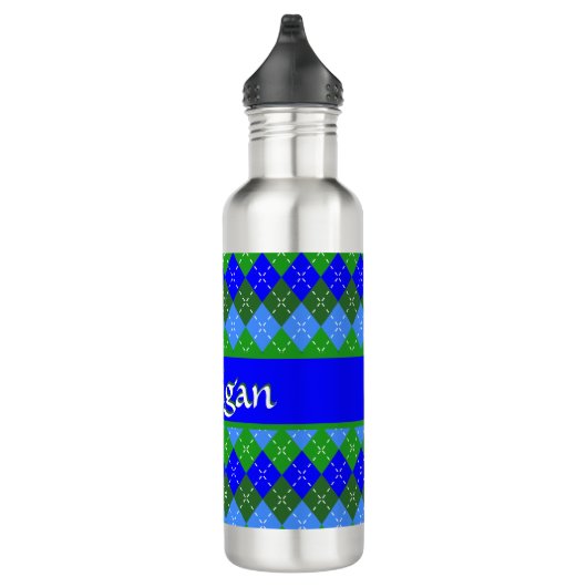 Blauw en groen Argyle Preppy gepersonaliseerd Waterfles (Rechts)