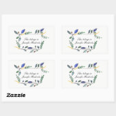 Blauw en Groen Blad Versierde Boekplaat Rechthoekige Sticker (Vel)