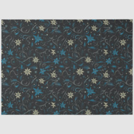 Blauw en groen Bloemen en Wijnstokken Kerstmis Tissuepapier