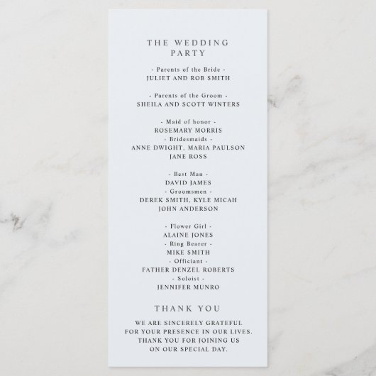 Blauw en groen bloemenbruiloft programma (Achterkant)