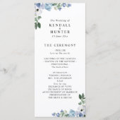 Blauw en groen bloemenbruiloft programma (Voorkant)