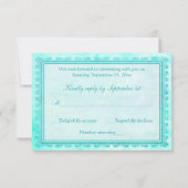 Blauw en groen bloemengordijn antwoordkaart RSVP kaartje (Achterkant)