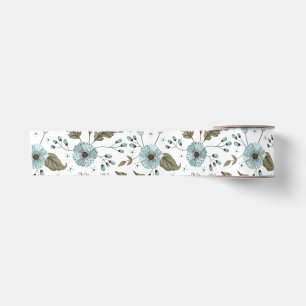 Blauw en groen bloemmotief lint