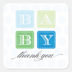 Blauw en groen blokkeren Baby shower Favor Sticker