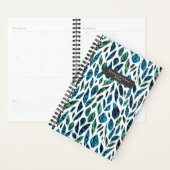 Blauw en groen botanisch patroon planner (Display)