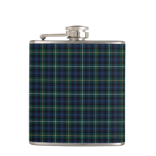 Blauw en Groen Campbell van Argyll Scottish Plaid Heupfles (Voorkant)