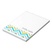 Blauw en groen Chevron | Gepersonaliseerde Notitie Notitieblok (Gedraaid)