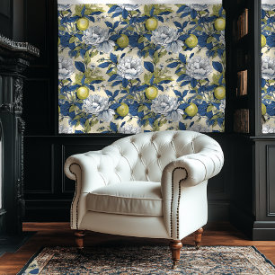 Blauw en Groen Chinoiserie Style Bloemen Behang